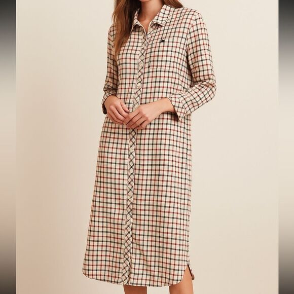 Tsumori Chisato Sleep Plaid Nightgown Pajama Shirt - Picture 1 of 8
